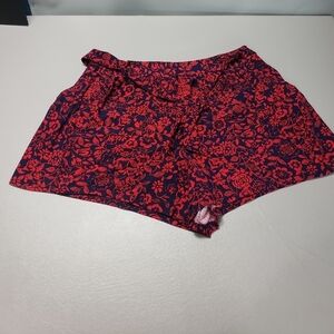 Terra and sky high rise navy blue and red flower shorts women's plus size 1X